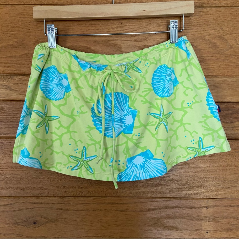 Y2K Tommy Hilfiger shell novelty print mini swim skirt